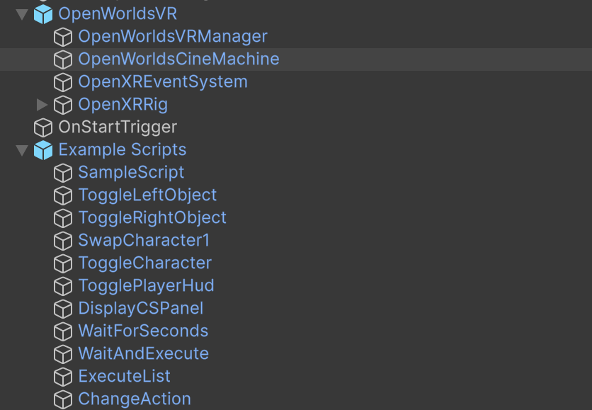 Example input script prefabs