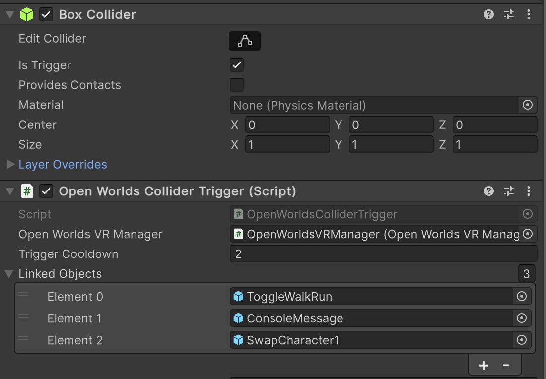 Input script added to a Trigger Collider