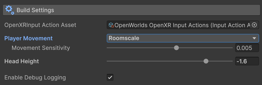 Example buttons linked to hand control buttons and triggers