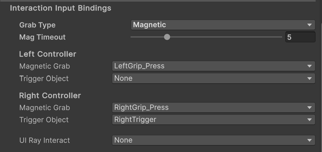 Interaction settings